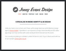 Tablet Screenshot of jonnyevansdesign.com